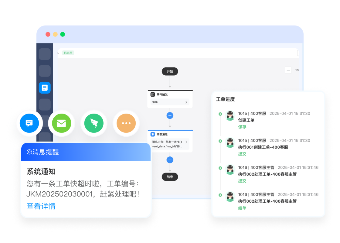 高效处理工单
提高解决效率，高效办公